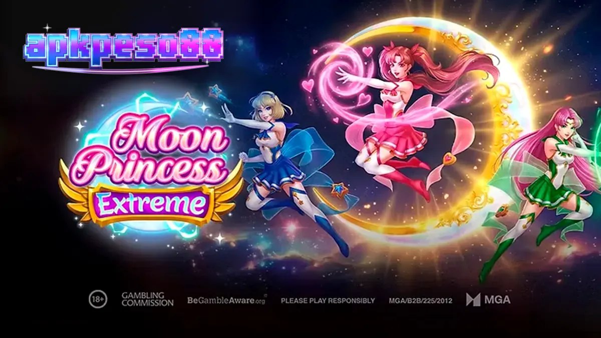 Tampilan grid 5x5 dalam game slot Moon Princess Extreme dengan elemen magis.